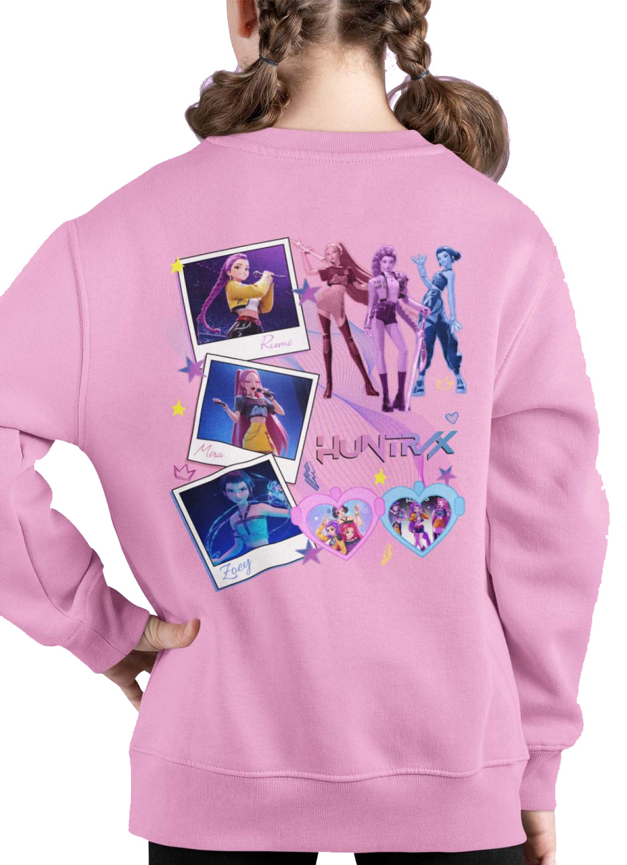 Huntrix Kpop Demon Hunters Børn Sweatshirt - Polaroid - Lyserød - Unisex