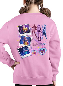 Huntrix Kpop Demon Hunters Barn Sweatshirt - Polaroid - Rosa - Unisex