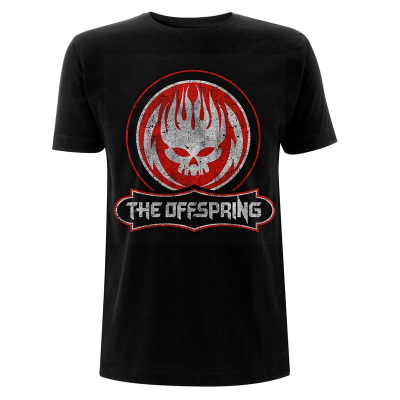 The Offspring - Distressed Skull (Unisex Black T-Shirt) Medium