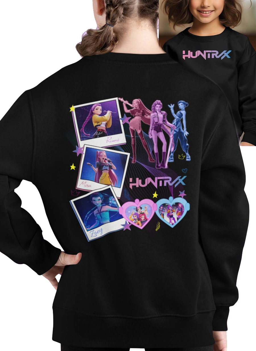 Huntrix Kpop Demon Hunters Barn Sweatshirt - Polaroid - Svart - Unisex
