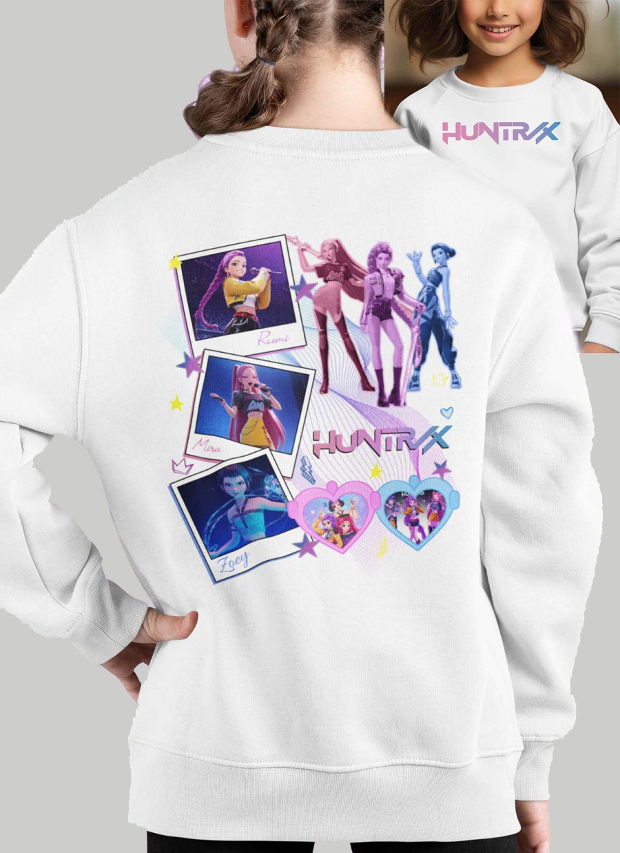 Huntrix Kpop Demon Hunters Barn Genser - Polaroid - Hvit - Unisex