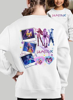 Huntrix Kpop Demon Hunters Barn Sweatshirt - Polaroid - Vit - Unisex