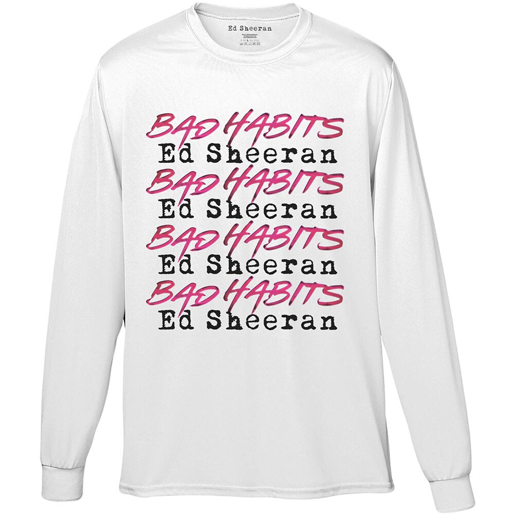 Ed Sheeran Unisex Long Sleeved T-Shirt: Bad Habits Stack (Small)