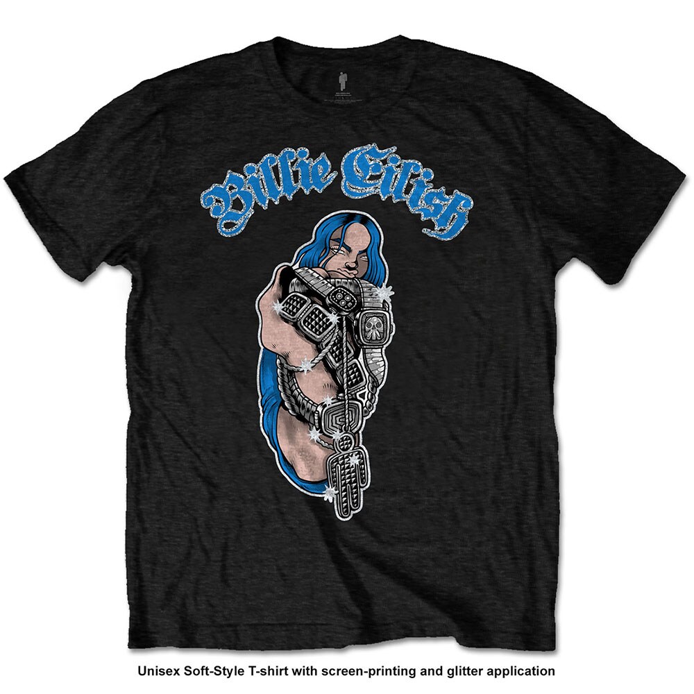 Billie Eilish Unisex T-Shirt: Bling (Glitter Print) (XXX-Large)
