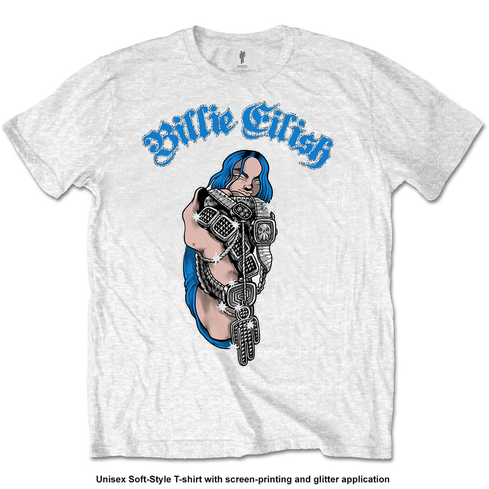 Billie Eilish Unisex T-Shirt: Bling (Glitter Print) (Medium)