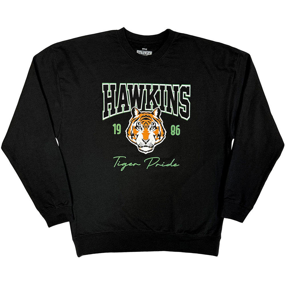 Stranger Things Unisex Sweatshirt: High School Hawkins (Black) (Large)