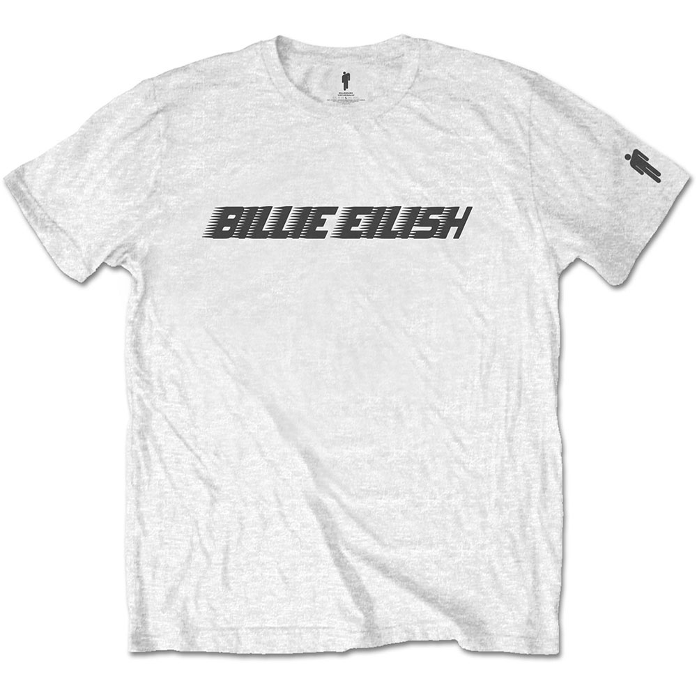 Billie Eilish Unisex T-Shirt: Black Racer Logo (Sleeve Print) (Medium)