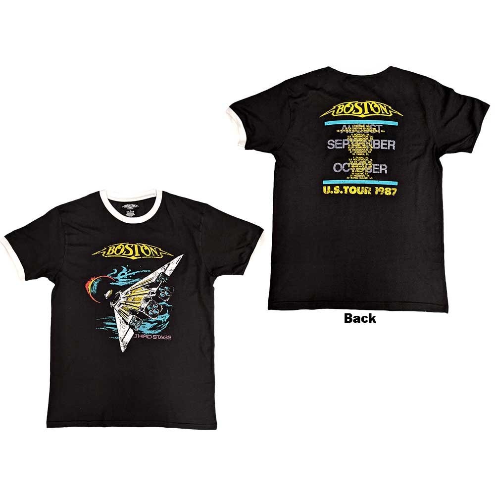 Boston Unisex Ringer T-Shirt: US Tour '87 (Back Print) (Medium)