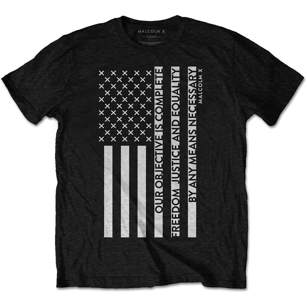 Malcolm X Unisex T-Shirt: Freedom Flag (Large)