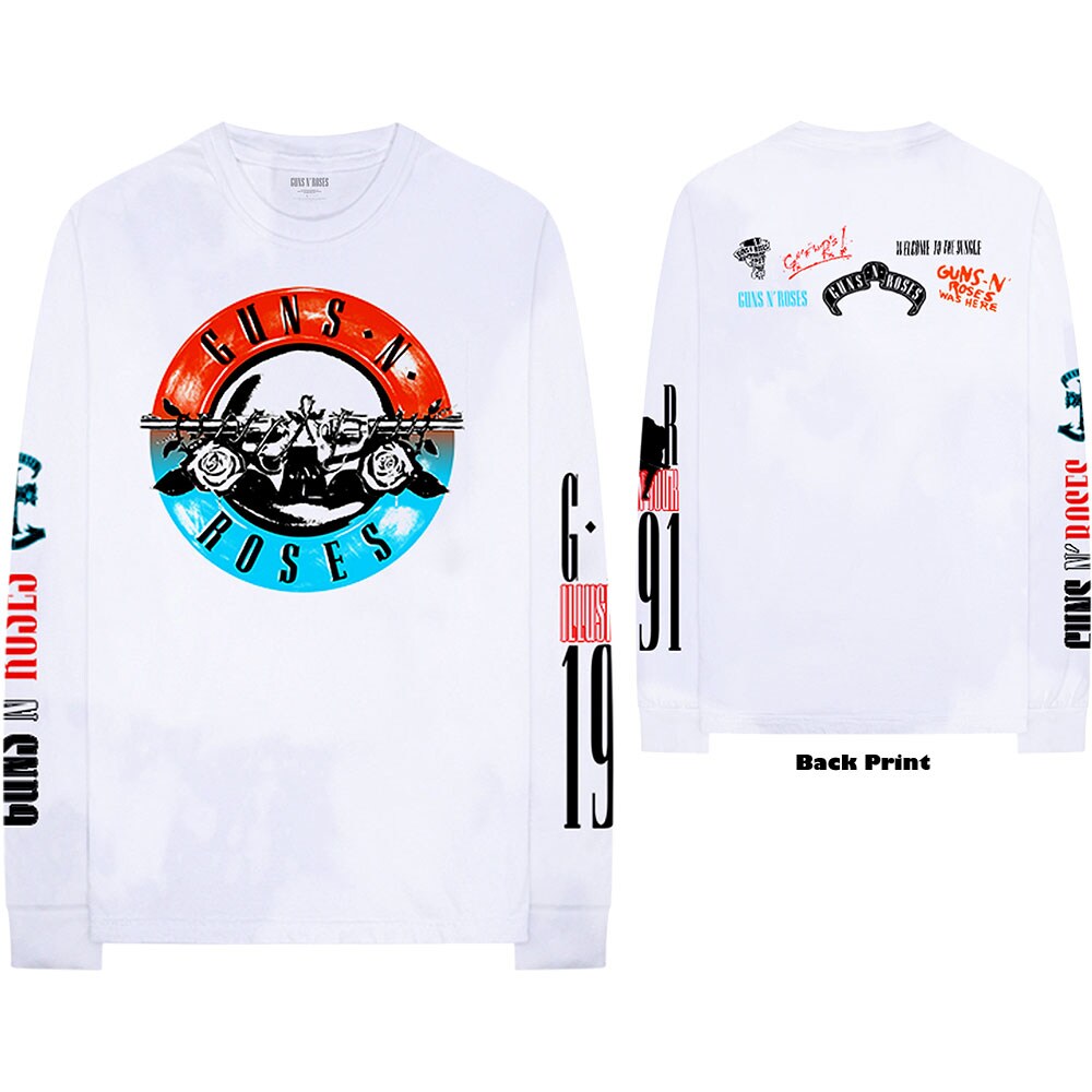 Guns N' Roses Unisex Long Sleeved T-Shirt: Motorcross Logo (Back & Sleeve Print) (X-Large)