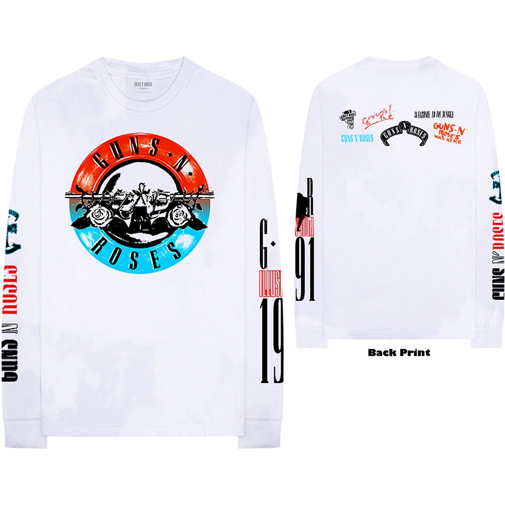 Guns N' Roses Unisex Long Sleeved T-Shirt: Motorcross Logo (Back & Sleeve Print) (XX-Large)