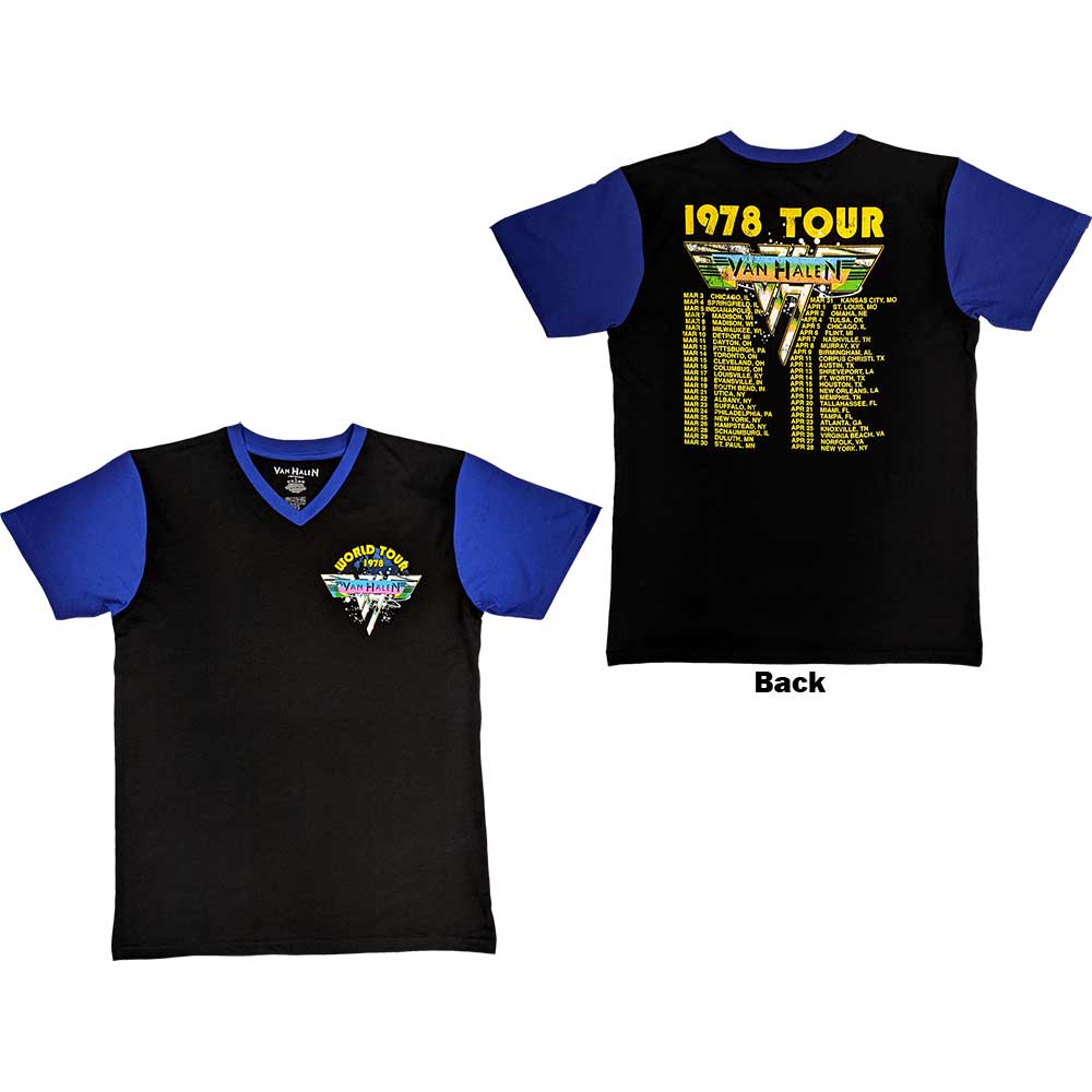 Van Halen Unisex Raglan T-Shirt: 1978 Tour Dates (Back Print) (XX-Large)