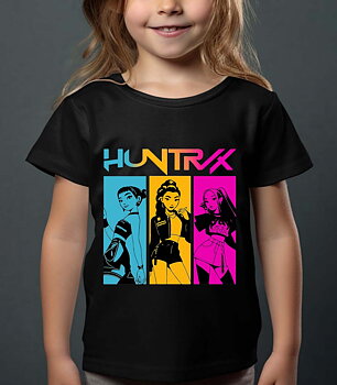 Huntrix Kpop Demon Hunters Børn T-shirt - Demon Class - Sort - 100% Bomuld - Unisex