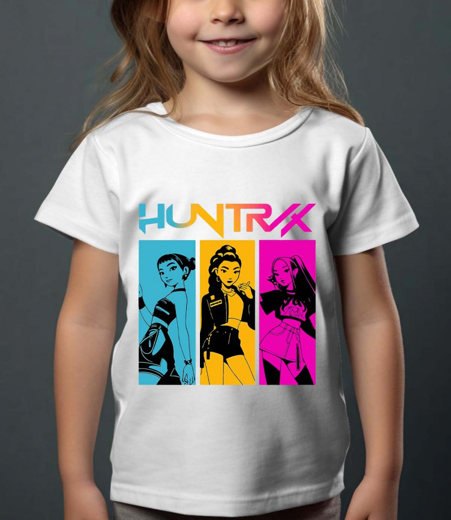 Huntrix Kpop Demon Hunters Børn T-shirt - Demon Class - Hvid - 100% Bomuld - Unisex