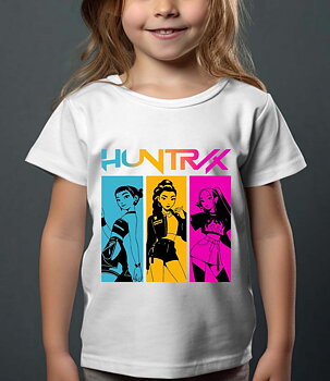 Huntrix Kpop Demon Hunters Børn T-shirt - Demon Class - Hvid - 100% Bomuld - Unisex