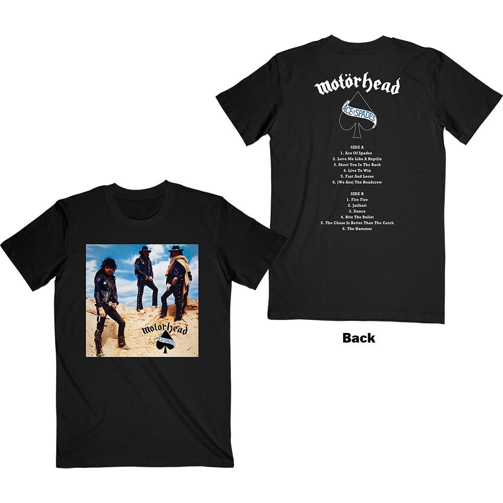 Motorhead Unisex T-Shirt: Ace of Spades Track list (Back Print) (Medium)