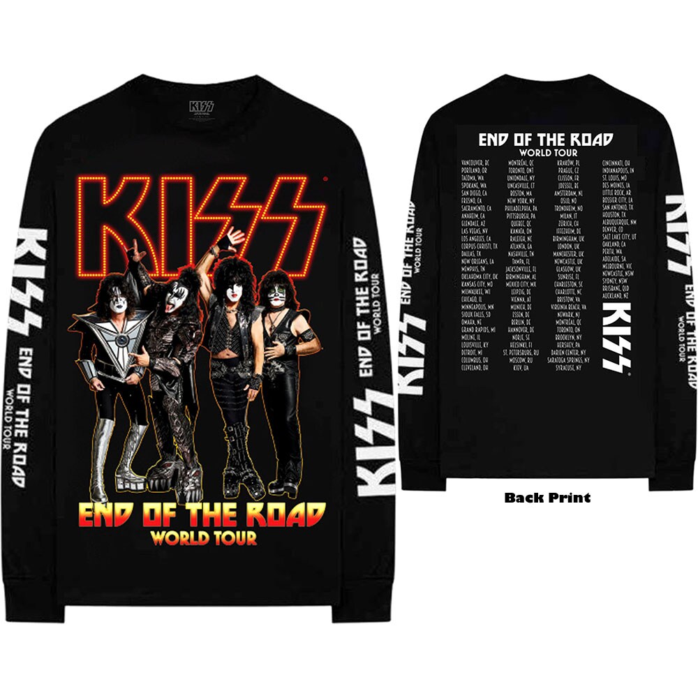 KISS Unisex Long Sleeved T-Shirt: End Of The Road Tour (Back & Sleeve Print) (XX-Large)