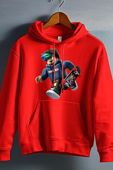 Roblox Barn Hoodie - Unisex - On The Run - Röd