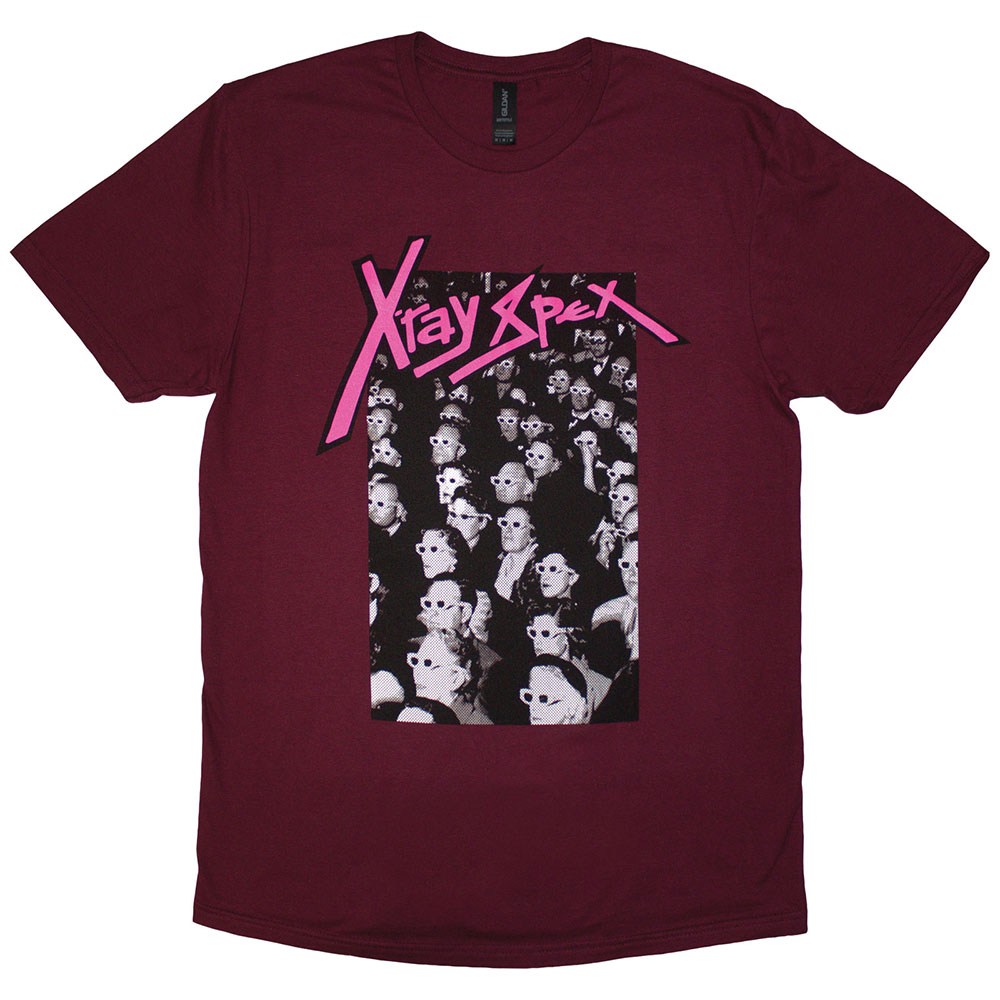 X-Ray Spex Unisex T-Shirt: 3D Cinema (Maroon Red) (Medium)
