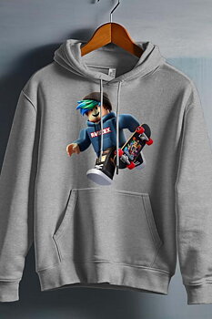 Roblox Barn Hoodie - Unisex - On The Run - Grå