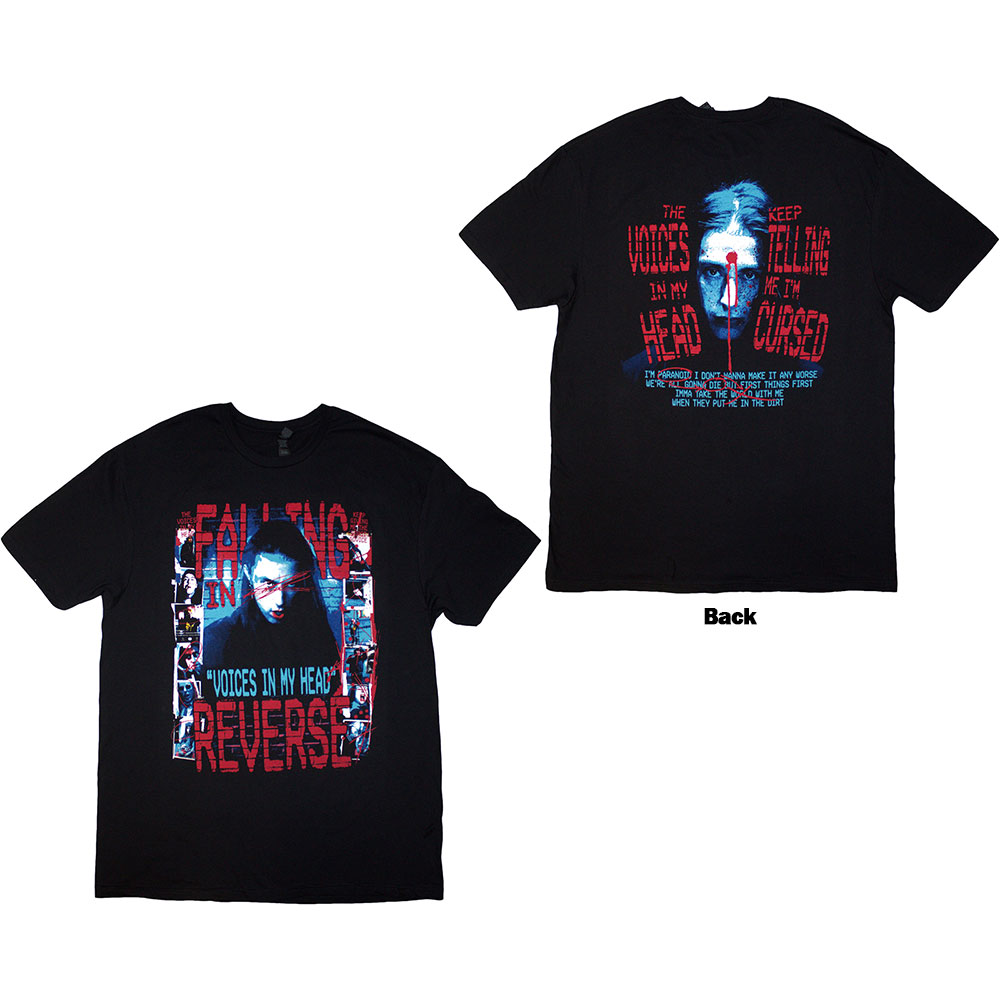 Falling In Reverse Unisex T-Shirt: Voice Collage (Back Print) (Large)