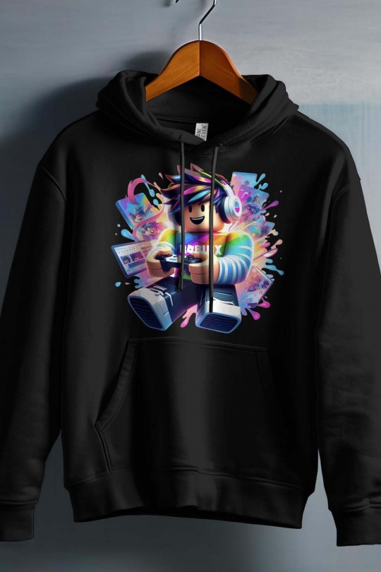 Roblox Børn Hættetrøje - Unisex - Multiscreen - Sort