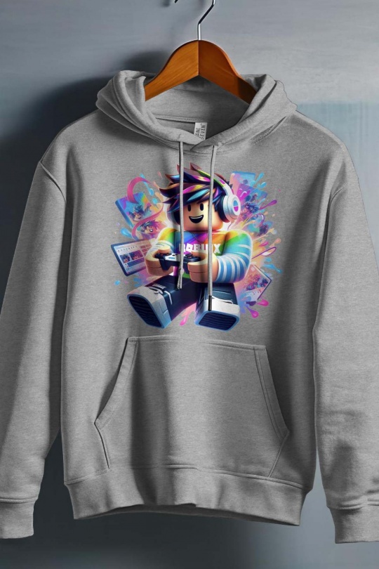 Roblox Barn Hettegenser - Unisex - Multiscreen - Grå