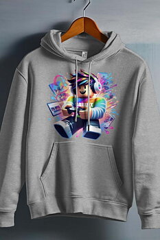 Roblox Barn Hoodie - Unisex - Multiscreen - Grå