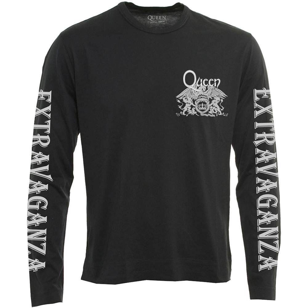 Queen Unisex Long Sleeved T-Shirt: Extravaganza (Sleeve Print) (Large)