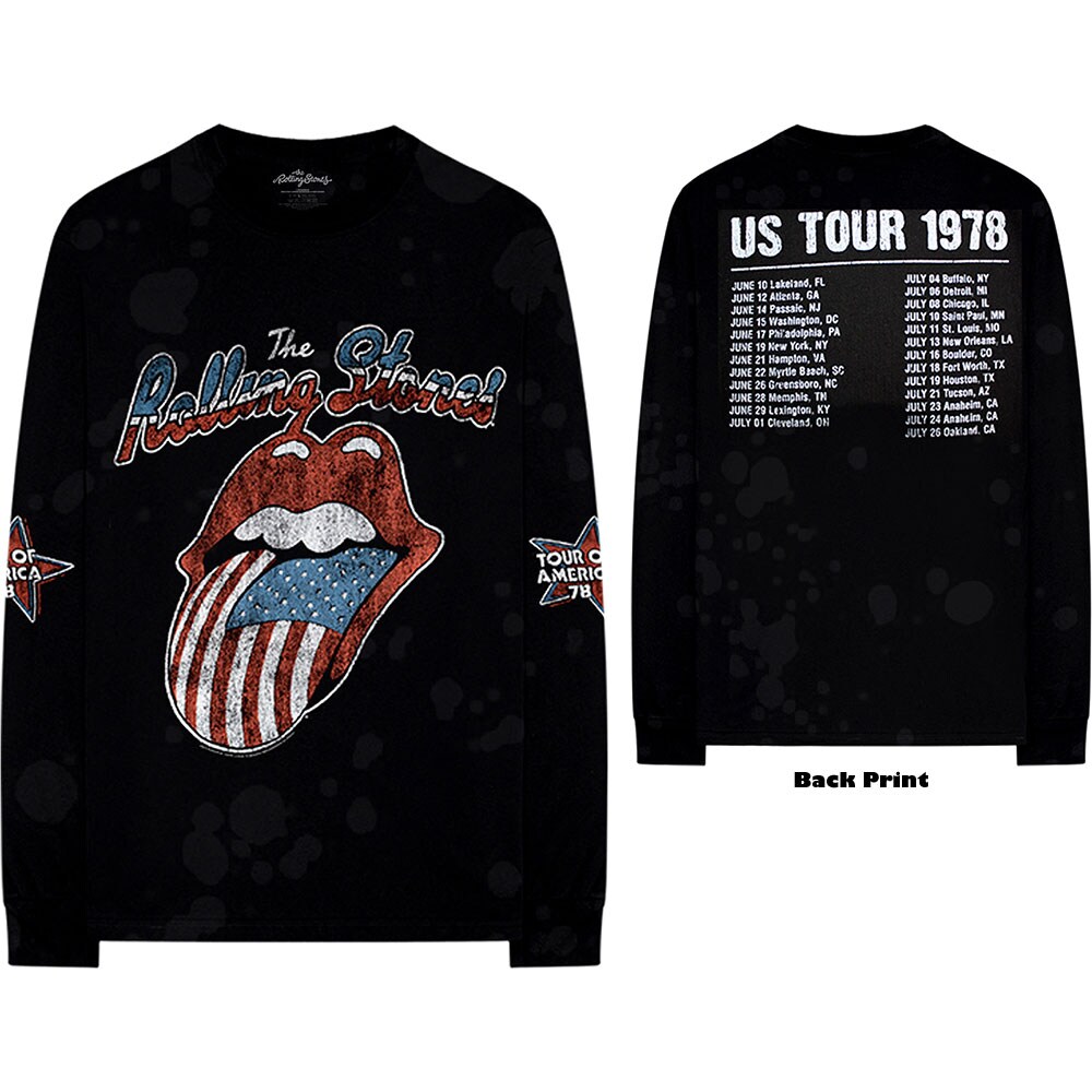 The Rolling Stones Unisex Long Sleeved T-Shirt: US Tour '78 (Back & Sleeve Print) (Small)