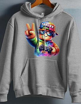 Roblox Barn Hoodie - Unisex - Rob Fun - Grå