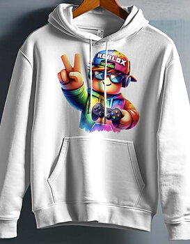 Roblox Barn Hoodie - Unisex - Rob Fun - Vit