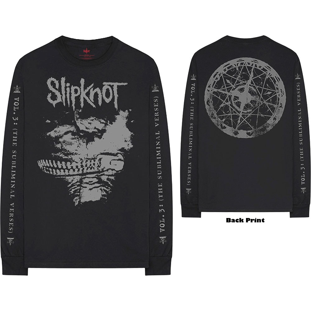 Slipknot Unisex Long Sleeved T-Shirt: Subliminal Verses (Back & Sleeve Print) (Medium)