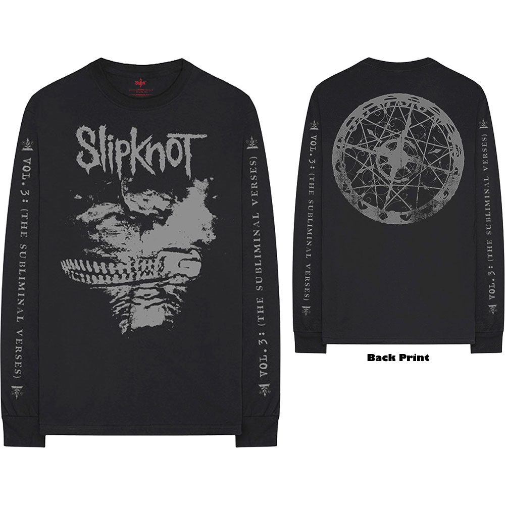 Slipknot Unisex Long Sleeved T-Shirt: Subliminal Verses (Back & Sleeve Print) (X-Large)