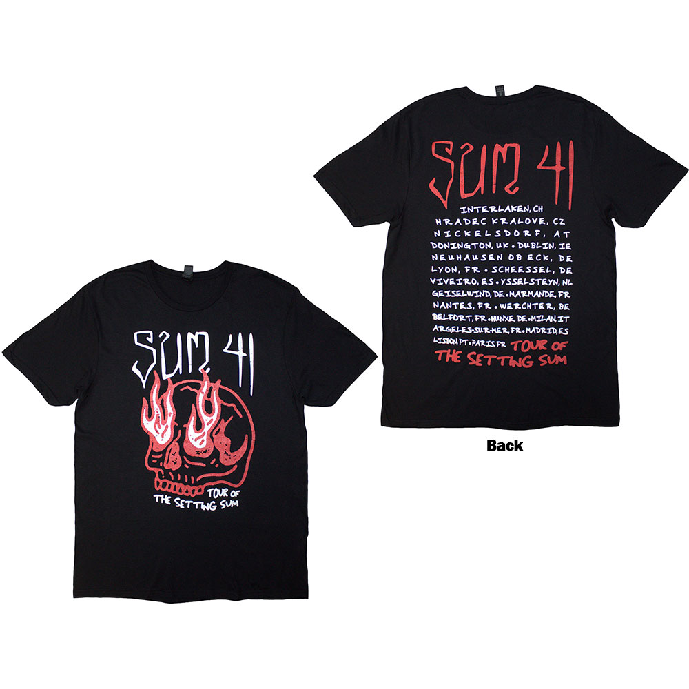 Sum 41 Unisex T-Shirt: Tour '24 Skull (Black) (Back Print & Ex-Tour) (X-Large)
