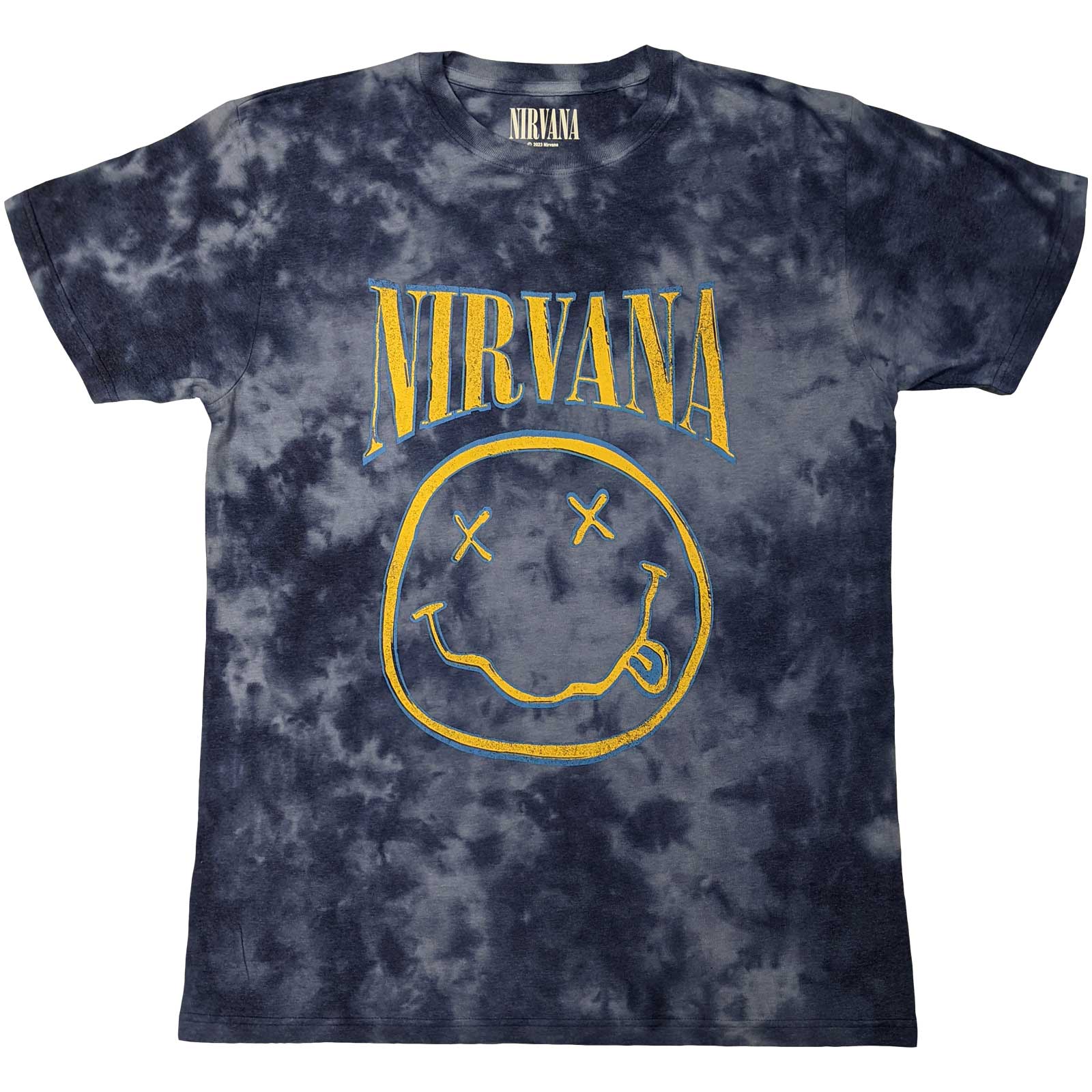 Nirvana Unisex T-Shirt: Smiley Blue Stroke (Wash Collection) (Medium)