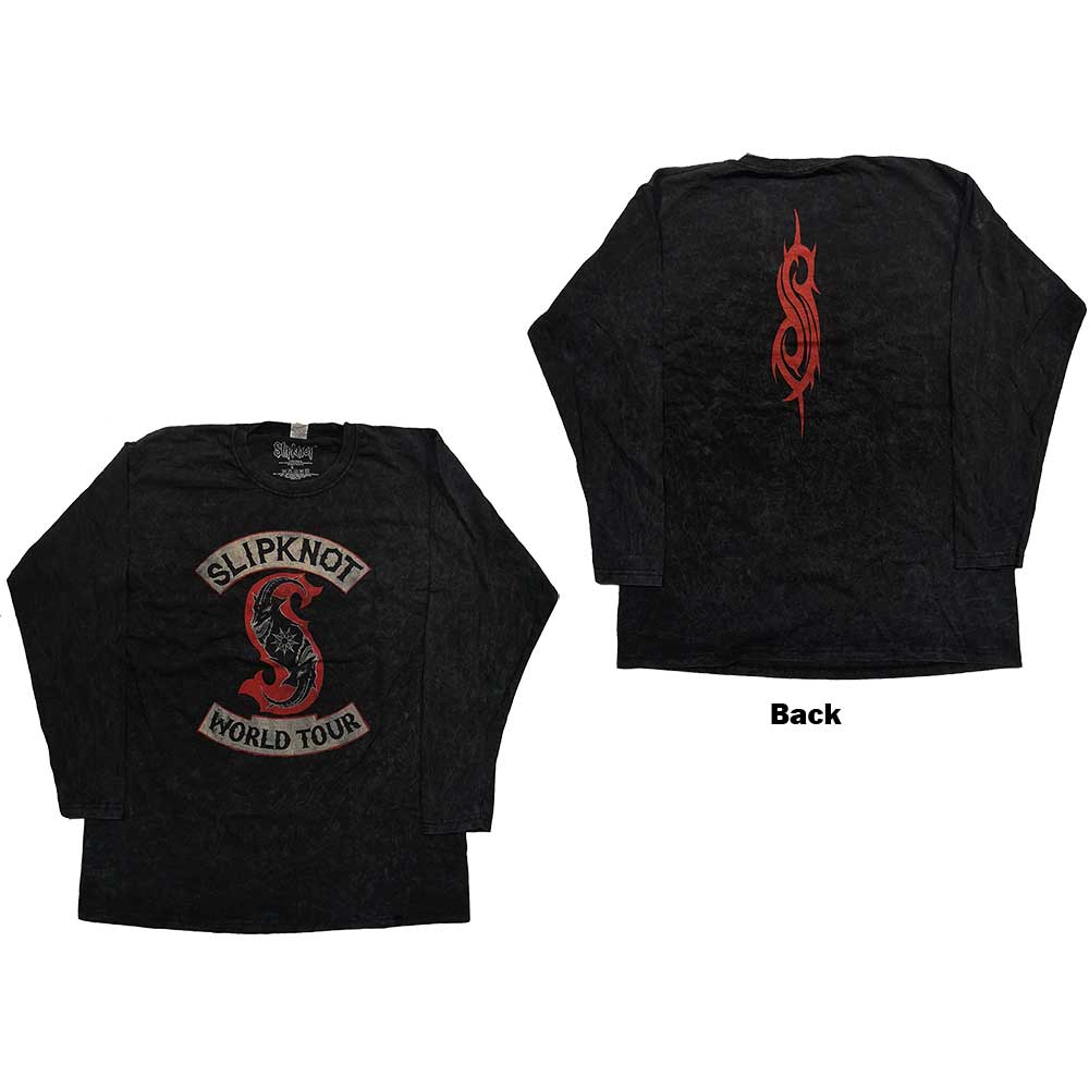 Slipknot Unisex Long Sleeved T-Shirt: Patched Up (Back Print/Dip-Dye) (XXXX-Large)