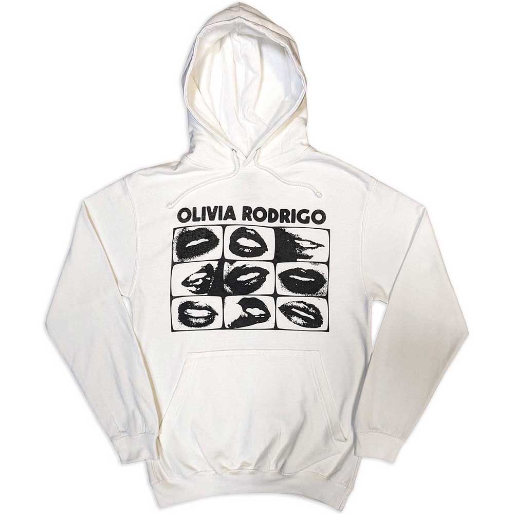Olivia Rodrigo Unisex Pullover Hoodie: Threshold Lips Grid (Medium)