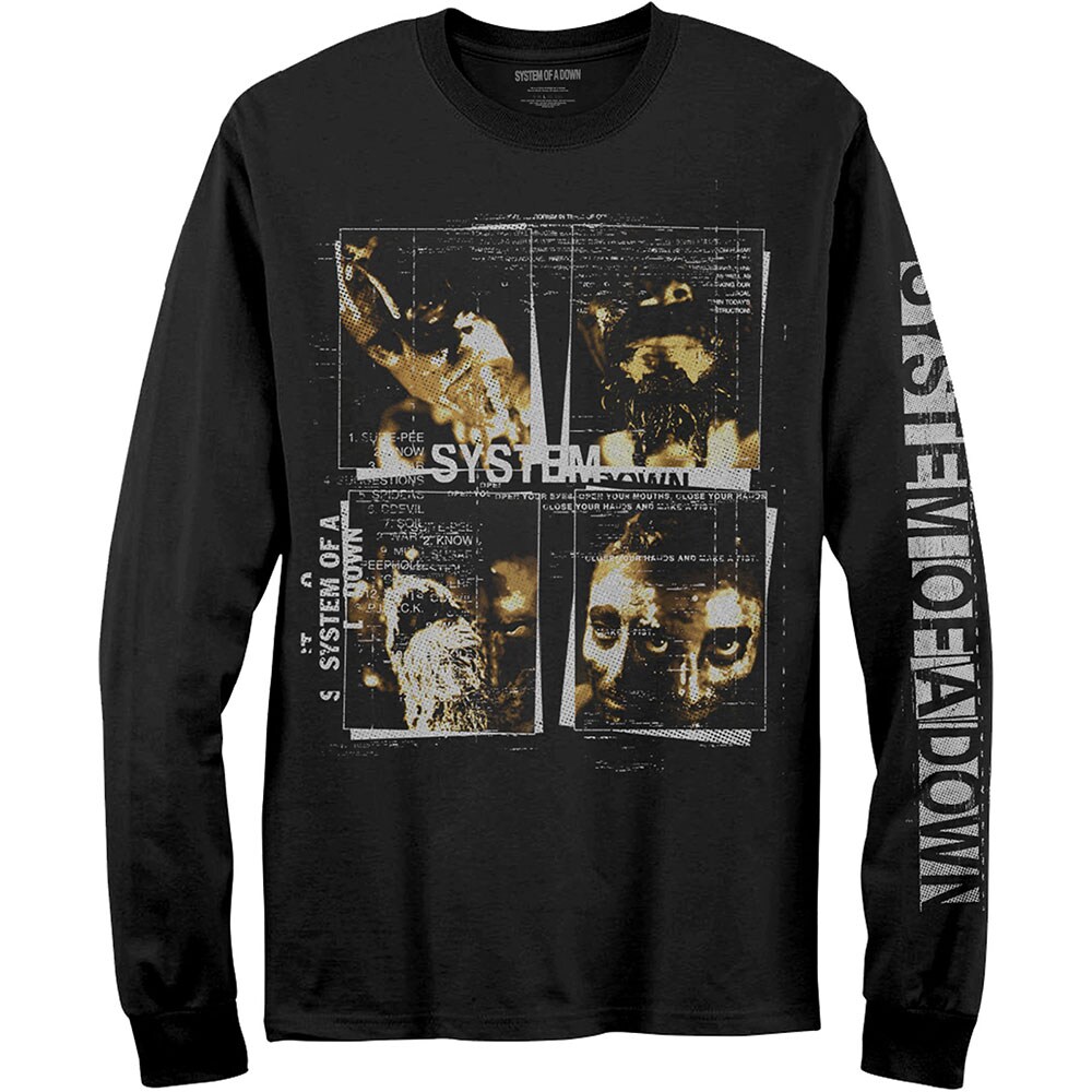 System Of A Down Unisex Long Sleeved T-Shirt: Face Boxes (Sleeve Print) (XX-Large)