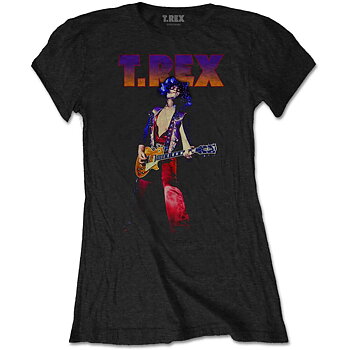 T-Rex Ladies T-Shirt: Rockin' (Black) (Large)