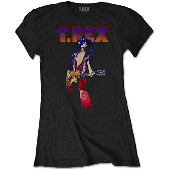 T-Rex Ladies T-Shirt: Rockin' (Black) (Large)
