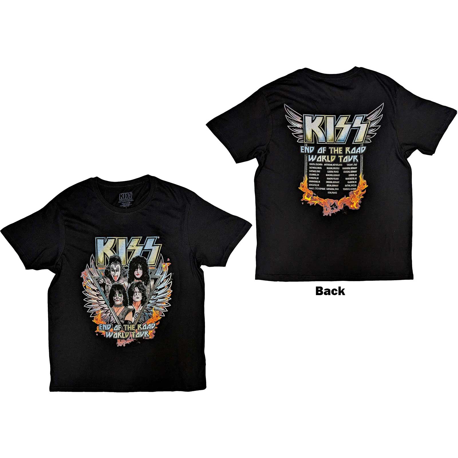 KISS Unisex T-Shirt: End Of The Road Wings (Back Print) (X-Large)