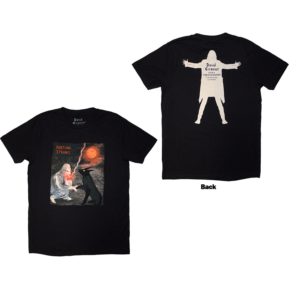 David Gilmour Unisex T-Shirt: Luck & Strange Fortuna E Strano (Black) (Back Print & Ex-Tour) (XX-Large)