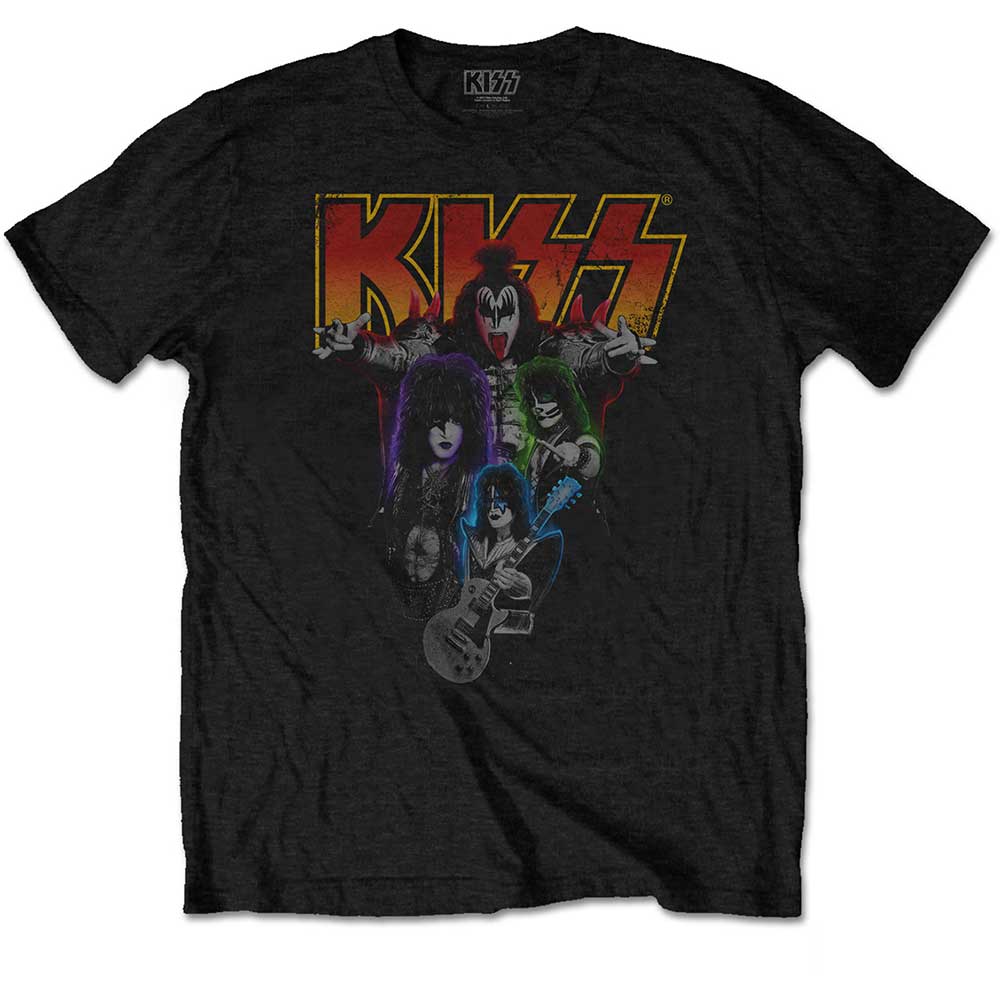 KISS Unisex T-Shirt: Neon Band (Medium) - 2