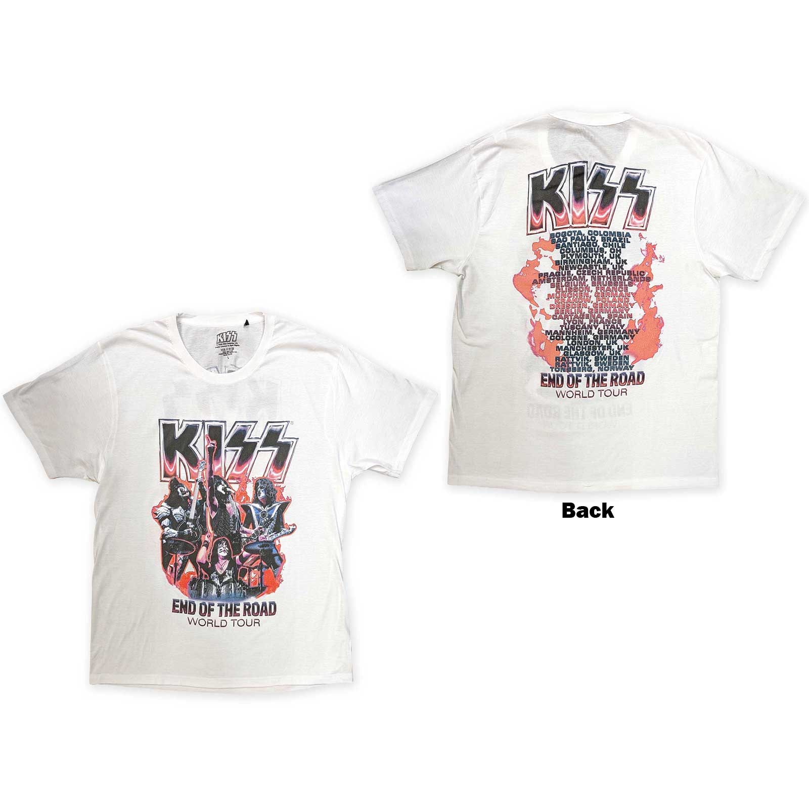 KISS Unisex T-Shirt: End Of The Road Band Playing (Back Print) (XX-Large)