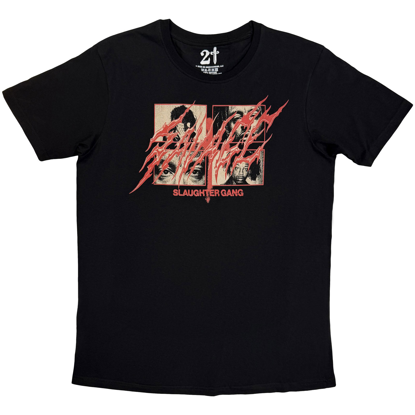 21 Savage Unisex T-Shirt: Slaughter Gang (Black) (X-Large)