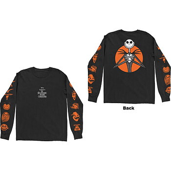 Disney Unisex Long Sleeved T-Shirt: The Nightmare Before Christmas All Characters Orange (Back & Sleeve Print) (Medium)