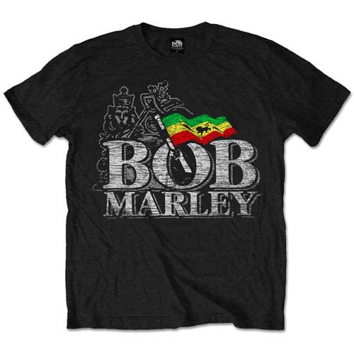 Bob Marley Unisex T-Shirt: Distressed Logo (Small)
