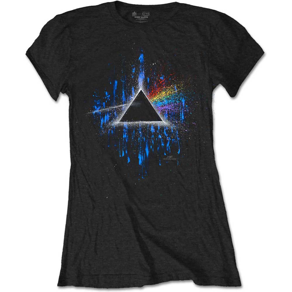 Official Pink Floyd Dark Side Of The Moon Blue Splatter T-Shirt 