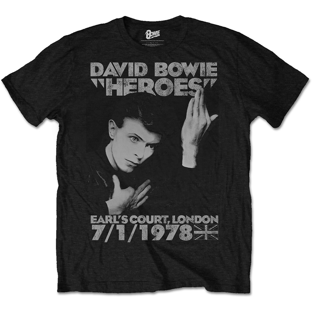 David Bowie Unisex T-Shirt: Heroes Earls Court (Small)